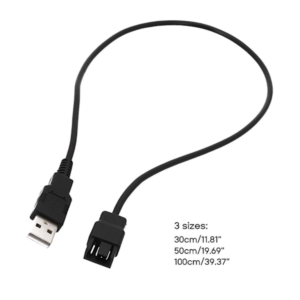 USB till 4-polig Notebookfläktkabel 5V Dator PWM Fläktströmförsörjningskabel 30-100cm 30cm