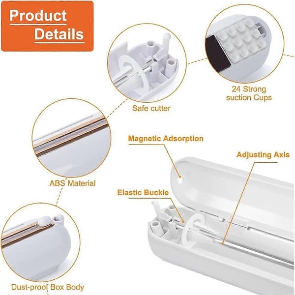 Plastfoliedispenser, Sugkopp Matfoliedispenser, Aluminiumfolie- och Foliedispenser, Magnetisk Transparent Foliedispenser