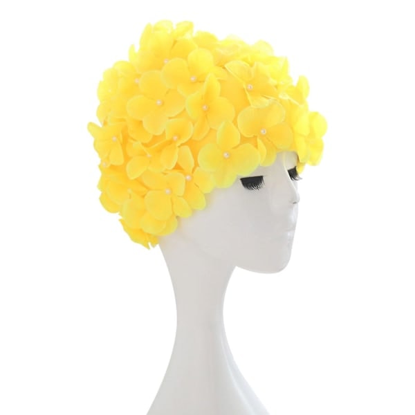 Dames badehætte blomst retro 3D blomster badehætte kvinder blomster badehætte yellow