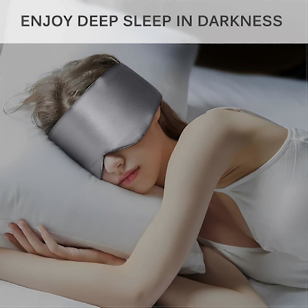 Sovmask Ögonmask med Justerbart Huvudband för Män och Kvinnor, Stor Sovmask och Ögonbindel för Nattsömn, Resor och Tupplurar Light grey
