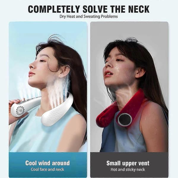 Bærbar Bladløs Personlig USB Halsventilator (pink)