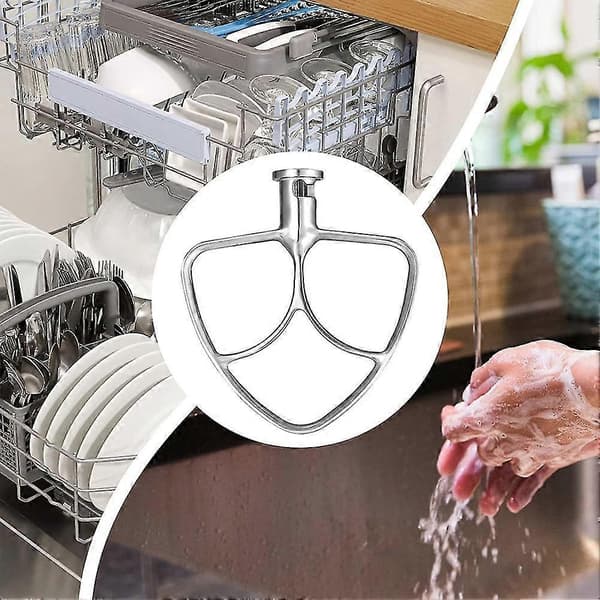 Flad omrører i rustfrit stål til 4,5-5 Quart Stand Mixer med vippehoved, tåler opvaskemaskine S