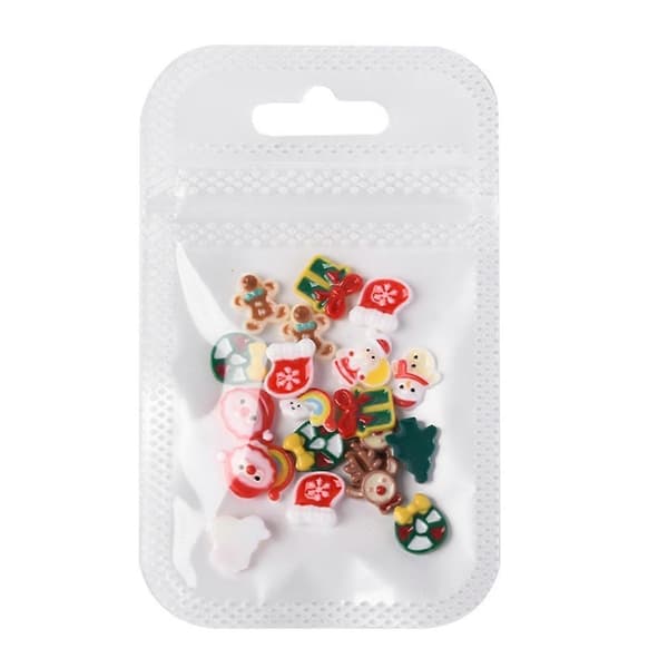 1 pose med julepynt til negler i resin med langvarig glød og trygt materiale, flott for julenegldesign