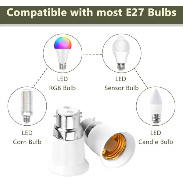 6 kpl B22–E27-adapteri, bajonetti-ruuvipolttimoadapteri, B22–E27-ruuvikantamuunnin, 0–250 V, LED-, hehkulampuille