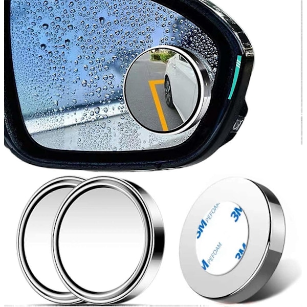 2-pack 360° roterande döda vinkeln-spegel, HD vidvinkel med 3M självhäftande döda vinkeln-spegel justerbar vinkel döda vinkeln-spegel