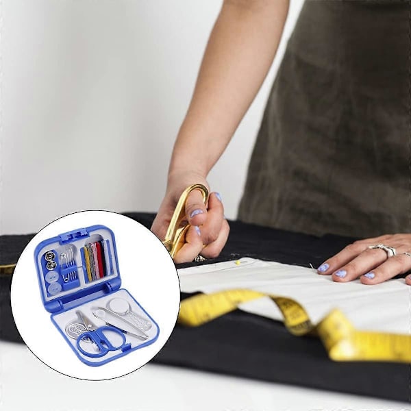 Sammenleggbart, bærbart sysett, mini sysettboks, reisesysett for reparasjon av overlock Royal Blue