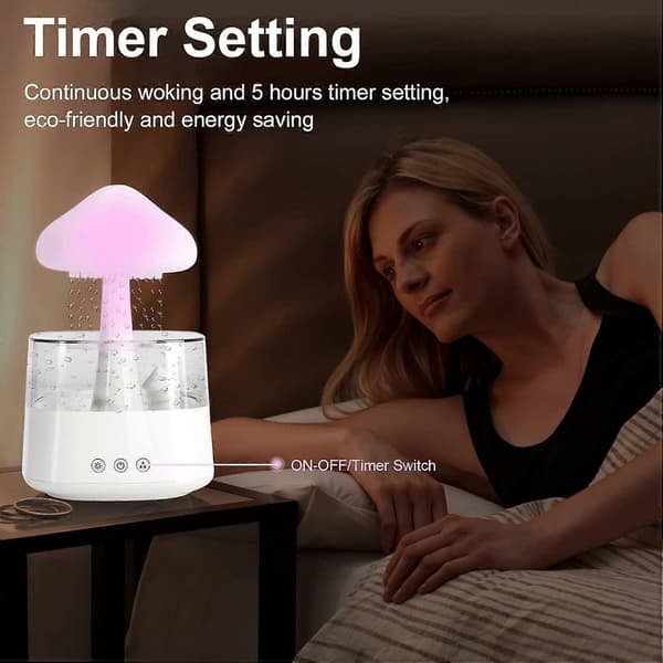 Nattlampa Moln Regn Luftfuktare med LED-ljus Mikro Aromaterapi Diffuser, Sömn Avkoppling Stämningsfull Vattendroppsljud Gåva