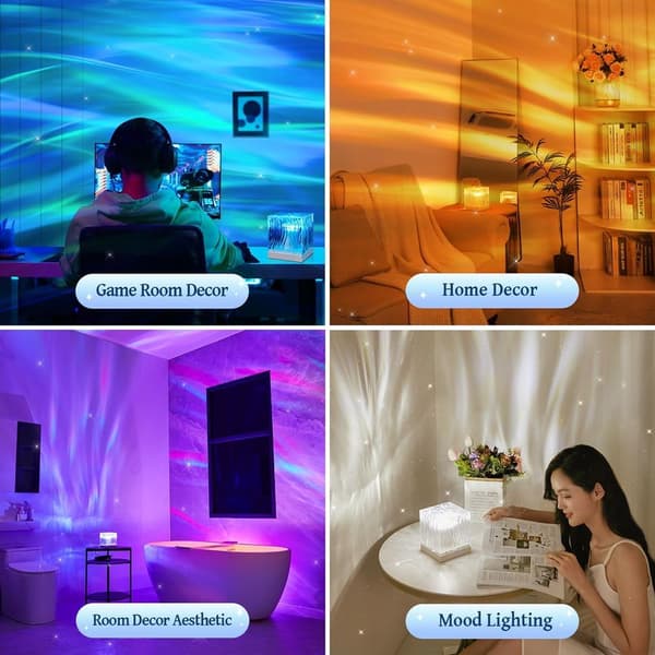 LED Stjernehimmelprojektor Barn, RGB 3D Lavalampe med 16 Lyseffekter og Fjernkontrolltimer, Nordlys Projektor Aurora Lys,