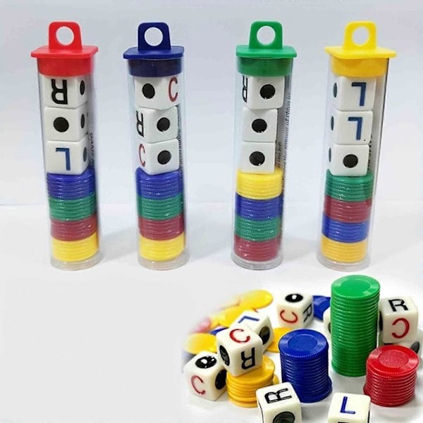 L C R Vänster Mitt Höger Tärningsspel L R C-fodral med marker och tärningsbrädespel Leksaker, 100% Nytt yellow