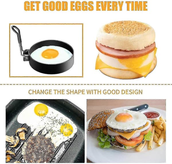 4 Stekte Eggformer, Pannekakeform Rustfritt Stål Non-stick