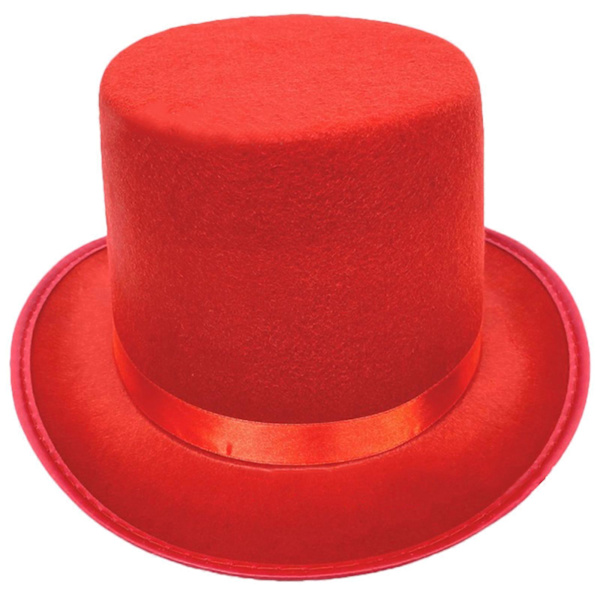 Roll Trim Hög Hatt för Kvinnor Män Scenföreställningar Gentleman Hatt Temafest Maskerader Utklädnad Huvudbonad Nonwoven Hatt Röd M Red M