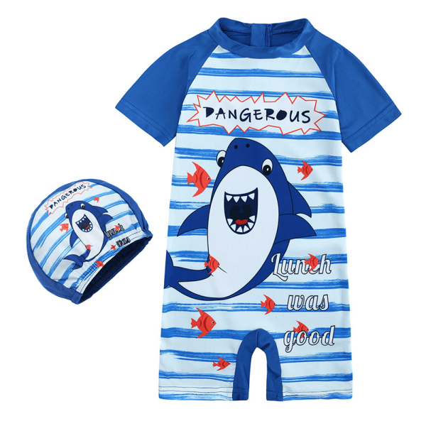 Tecknad baddräkt för barn Cap Baby Jumpsuit i ett stycke M