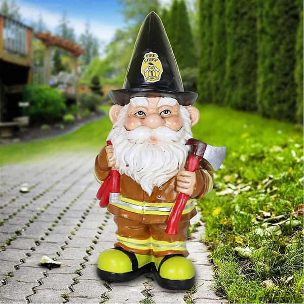Brandmans Tomte Staty Harts Tomte Trädgårds Prydnad Bedårande Liten Dvärg Skulptur För