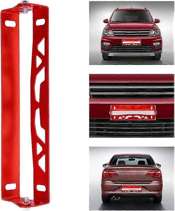 Bilnummerhållare, Universal Styling Aluminium Nummerplåtsram Justerbar Racing Nummerhållare (Röd)