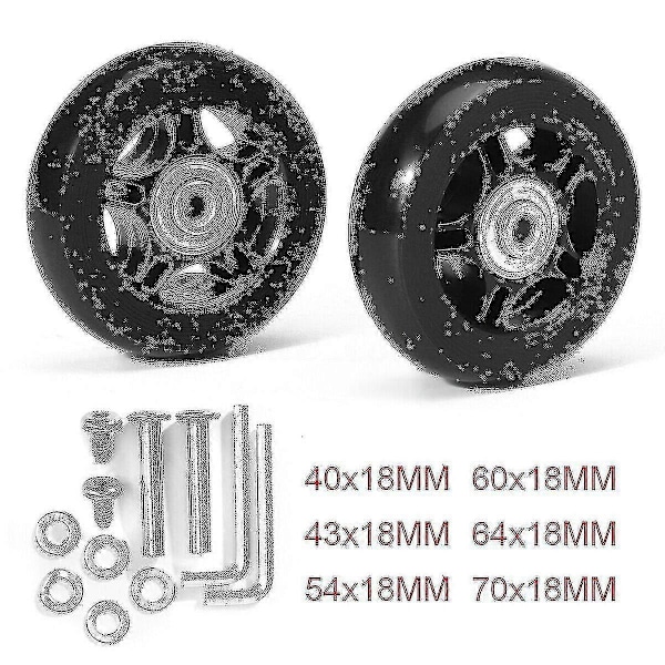 Äänetön matkalaukun pyöräsarja yleispyörä kumipyörä matkalaukun laakerin korjaussarja -45mm*18mm-bebetter 54mm*18mm