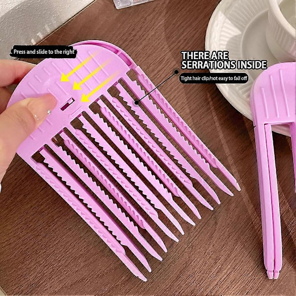 Pannelugger for kvinner, enkle å bruke, DIY hårrullere for styling, klipping, seksjonering av salonghår Purple Combined