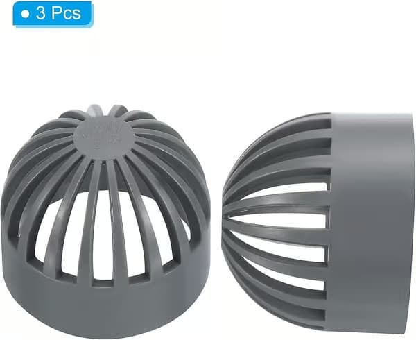 2 tommer (ca. 5,1 cm) Atrium dreneringsrist, 3-pakning rund utendørs UPVC-avløpsadapter for dreneringssystem, grå