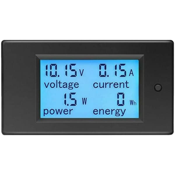 12V DC 6.5-100V 20A Voltmeter Ammeter, Spændingsmåler Wattmeter Tester, Digital LCD Strøm Energimåler DC20A