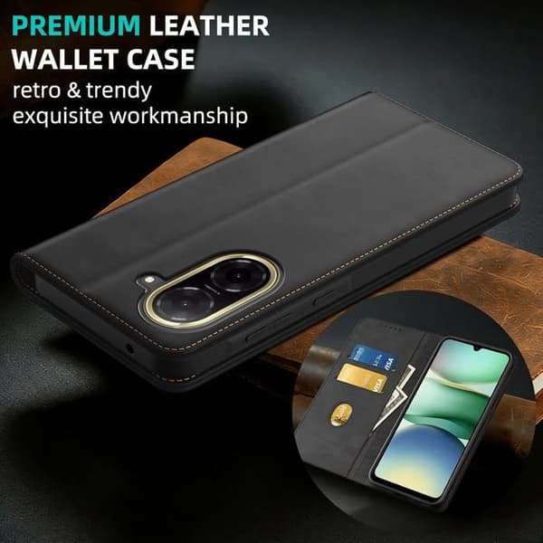 Xiaomi Redmi A5 4G Pung Etui - 1 Enhed - Sort PU Læder - RFID Stødsikker Magnetisk - Bilholder