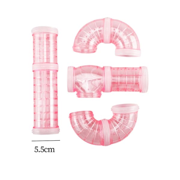 Hamster Rørsæt DIY 8 stk. Hamster Træningslegetøj til Hamsterbur Tilbehør Klar Pink 5.5cm