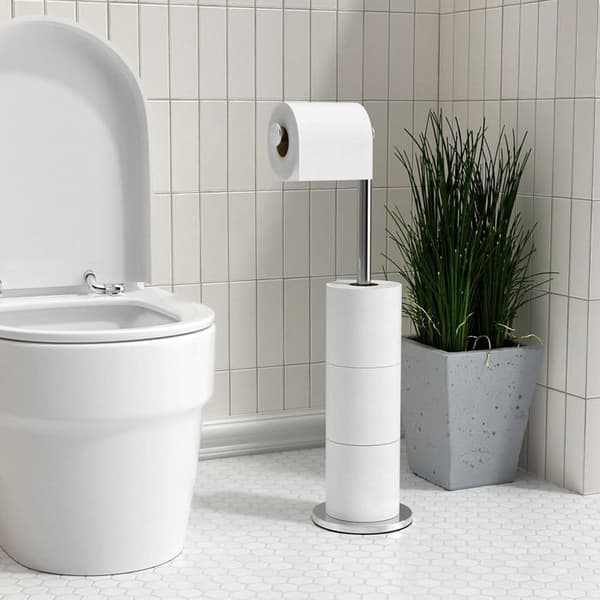 Højkvalitets toiletpapirholder i rustfrit stål, velegnet til alle toiletter og badeværelser.