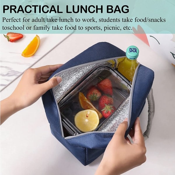 Sööt Naisten Lounaskassit Piirretty Lämpötote Bag (Tummansininen Kissa