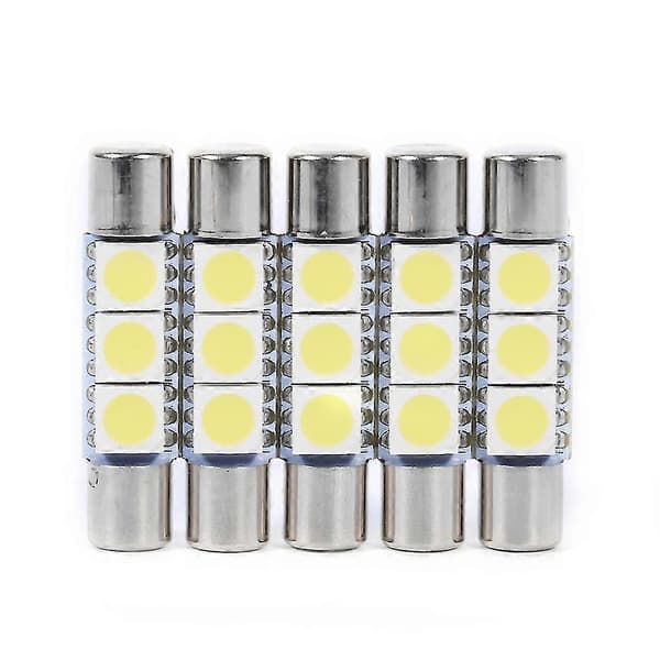 10 stk. LED-pære Vanity Mirror Light 3-smd 29-30mm 6641 Sikring Solskjermlampe Hvit