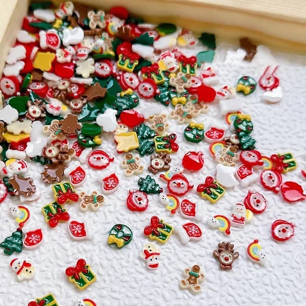 1 Påse Harts Nagel Julberlocker med Långvarig Lyster och Säkert Material Perfekt för Julnageldesign