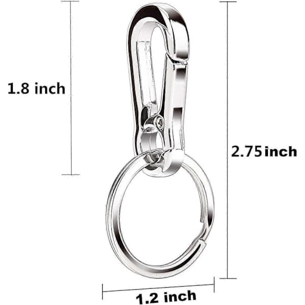Metall Karbinhake Nyckelring, 6-pack Metall Karbinhakar med Avtagbar Nyckelring, Robust Nyckel Karbinhake