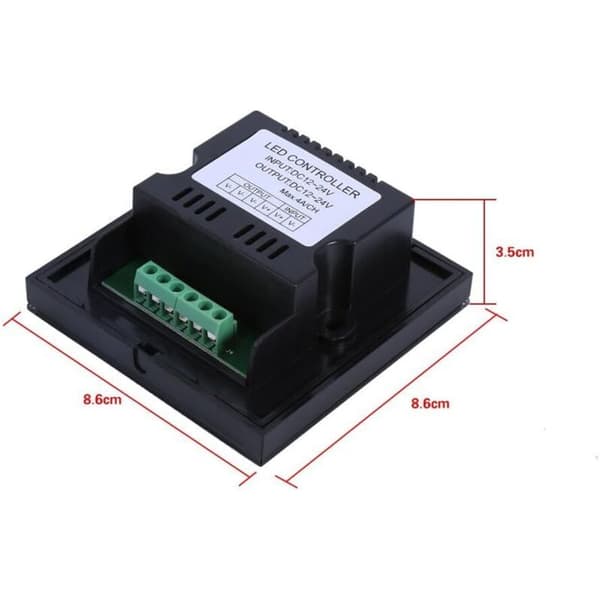 Lysdæmper, Fydun Dæmpbar LED Touch Panel Enkeltfarvet Dæmperkontakt Vægcontroller Touch Panel LED Lysbjælke DC 12V-24V Lydløs (Sort)