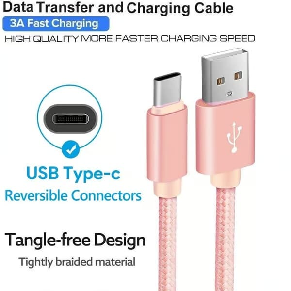 2025 Senaste modell USB-C-kabel Typ C Snabbladdningskabel för Samsung Galaxy A12 / A32 / A42 / A52 / A72 Nylonflätad Android-telefonladdare