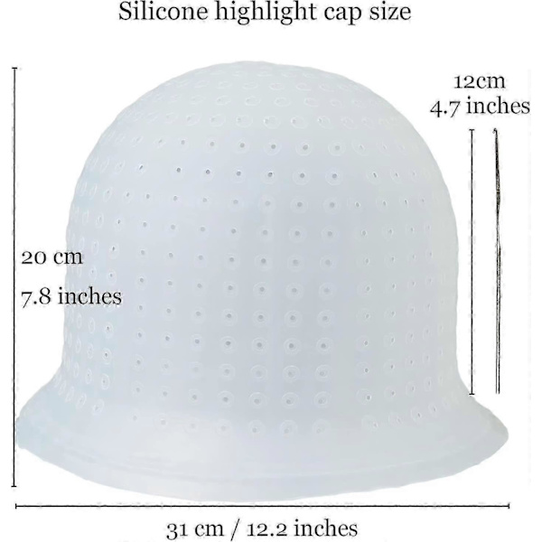 Silikon Hette for Striper, Hette og Krok for Striper, Hårfargehette, Hette for Hårfrosting, Hette for Striper og Frosting White