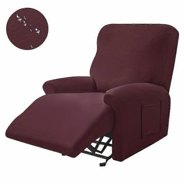 4 stk. Vanntett Armstolstrekk i Melkesilke med Lomme, Sklisikkert Sofatrekk, Møbelbeskytter for Soverom Kontor Stue Hjemmeinnredning 1. Wine Red Single