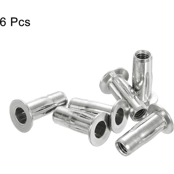 Multi-Grip M8 blindnaglemuttere, 6 stk. forhåndsdomede flathodede gjengede innsatsmuttere i 304 rustfritt stål plussmuttere for industriell konstruksjon