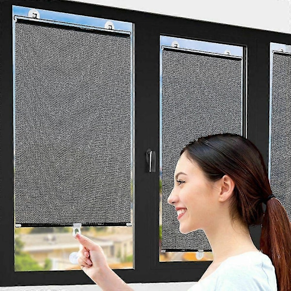 2 stk. Rullegardiner Sugekopp Solskjerming Mørkleggingsgardin Bil Hjem Vindu Gardiner-yky Black 40*125CM