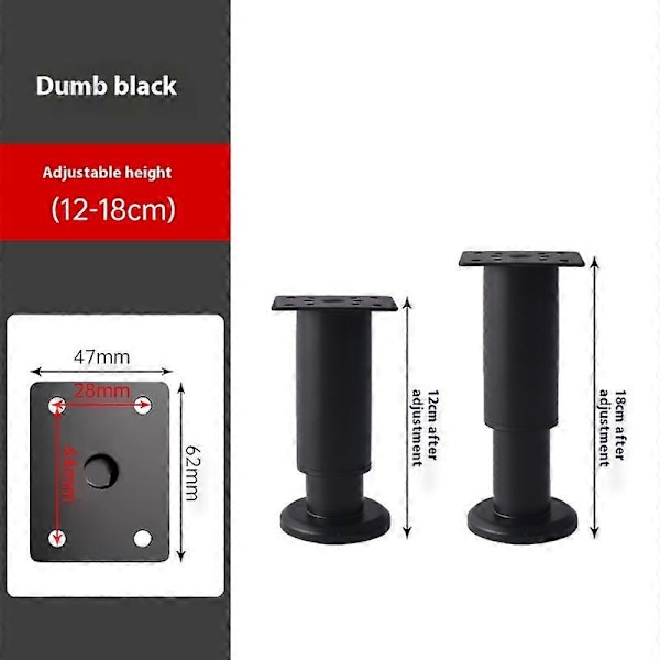 Helposti asennettava 4 pöydänjalan sarja, korkeussäädettävä sopimaan erilaisiin kodin tyyleihin Black 12cm-18cm