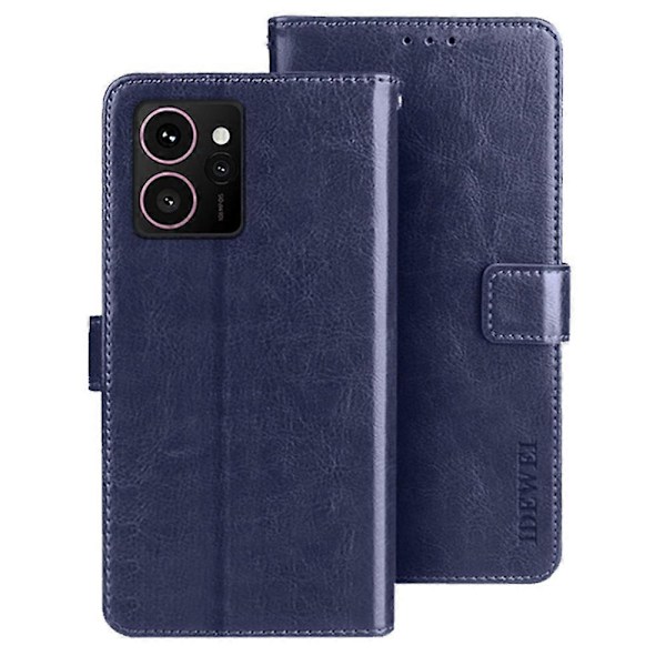 För HMD Skyline Ställfodral Crazy Horse Textur Läder Telefonskal Dark Blue