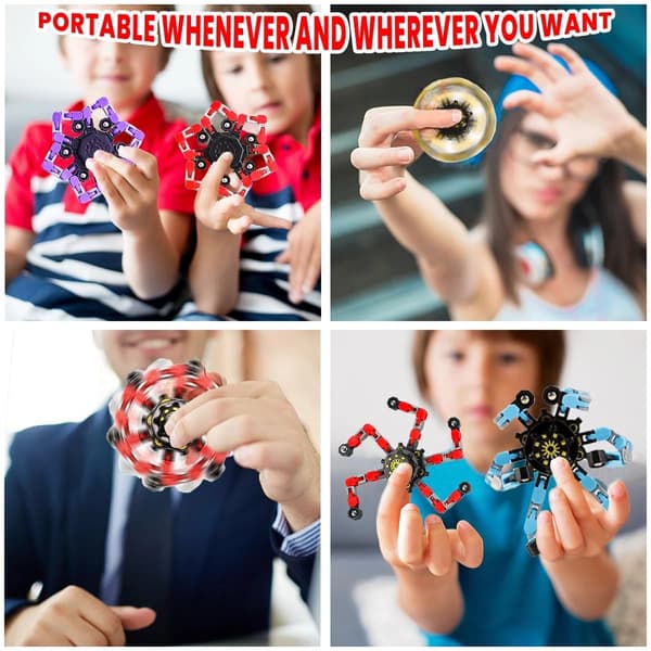 4-delat transformerande fidget spinner-leksaksset för stresslindring