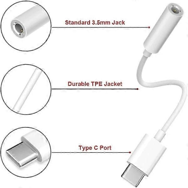 2x Adapter USB-C til 3,5 mm Hvid