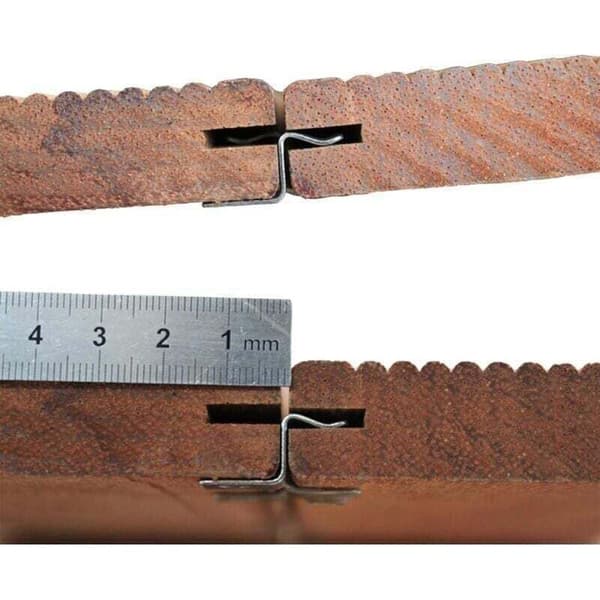 Pakke med 100 fastgørelsesclips til komposit terrassebrædder med rustfri stålskruer (1 cm højde)
