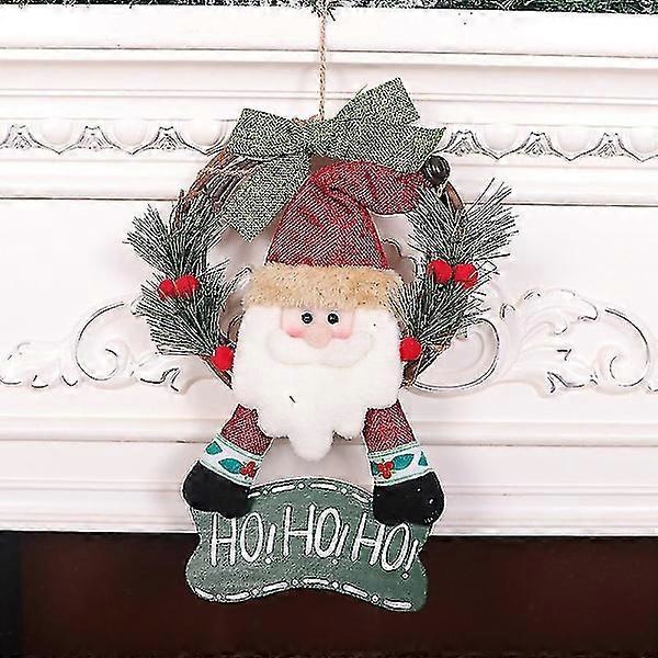 Julkrans Välkomstskylt Dekor Med Tomte/Snögubbe/Älg Docka Hängande Hemfest Snögubbe ELK
