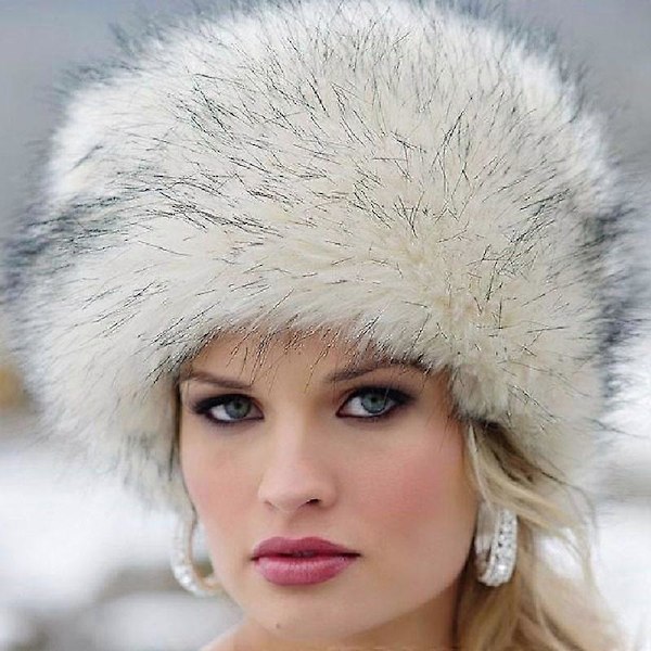 Dame Fluffy Faux Fur Russisk Hette Dame Tykk Fluffy Ski Caps Vinter Varme Huer Light Gray