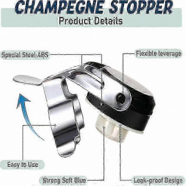 12-pakning champagnekorker i rustfritt stål, 2,71x1,93 tommer, holder boblene friske