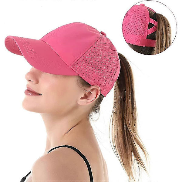 Baseballcaps med kryss-ponytail for kvinner Rose