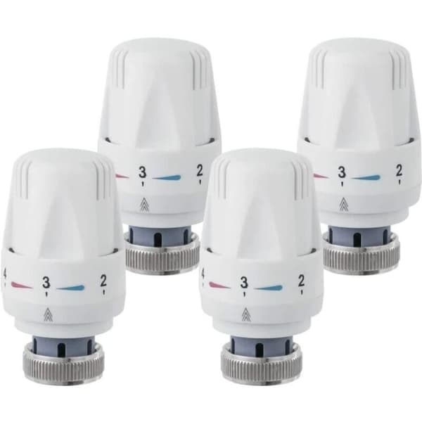 Sett med 4 termostatiske radiatorventilhoder, M 30 x 1,5, erstatningsradiatorventilhoder, termostatiske radiatorventiler