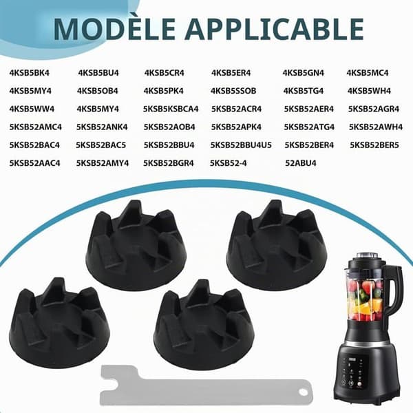 4 stk. 9704230, reservedeler til blender, kompatibel med KitchenAid-modellene KSB52, KSB5, 5KSB52 og 5KSB5