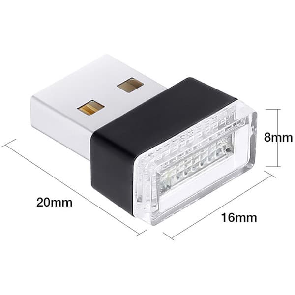 USB LED Bil Interiør Omgivelseslys, 7 stk. Plug-in 5V Universelle Mini LED USB-lys til Bilens Bagagerum Interiør.