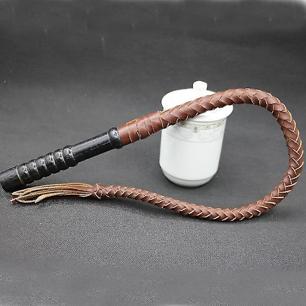 Anti-skli Lær Trehåndtak, Ridepisker, Hesteutstyr for Racing 80cm Wooden Brown