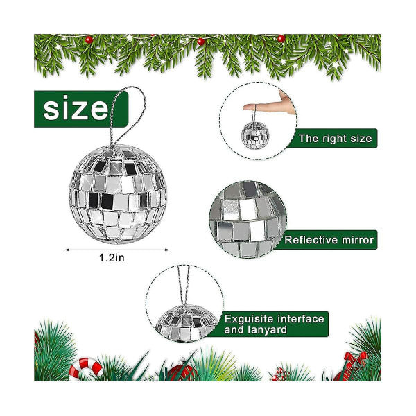 30-pack Diskokula Silver Hängande Spegel Diskokulor Ornament Wi