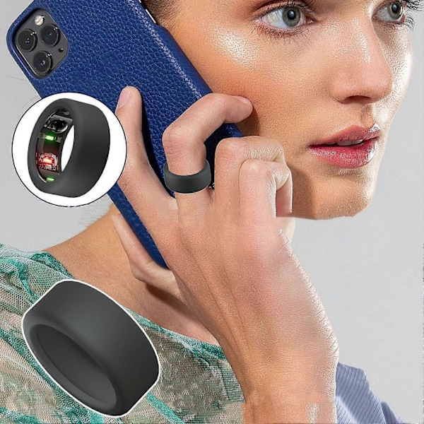 Silikonringsskydd för Oura Ring Gen 3 - Arbetsvänligt, Fallskyddande, Halksäkert, Elastiskt Omslag, Storlek S/M, Universell, Lätt att Använda, Smart Ring Elastiskt Ärm Black S